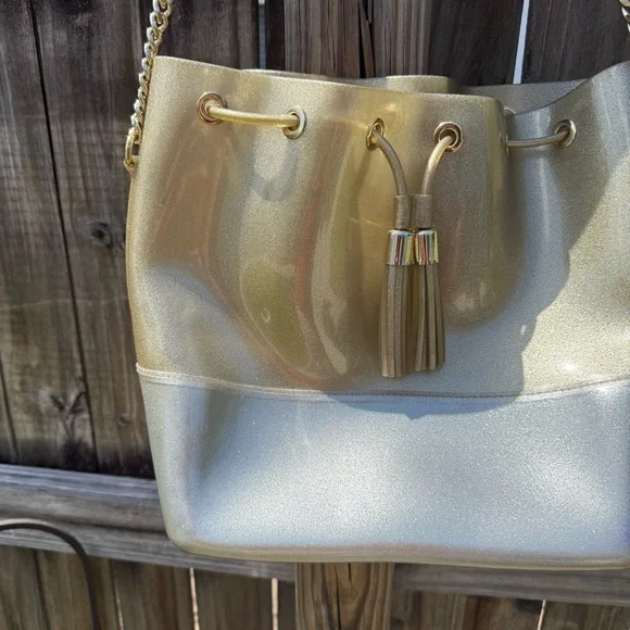 KARTELL Grace K Purse Made in Italy Plastic Gold Straps Bucket